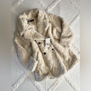 Zara Beige Fuzzy Coat